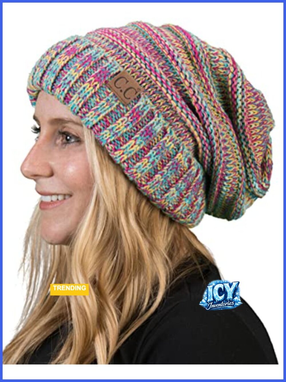 Slouchy Cable Knit Beanie Chunky Soft Acrylic Winter Hat Oversized Warm